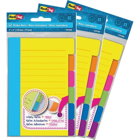 Redi-Tag Notepad, Sticky, Tabbed, 3Pk RTG10245